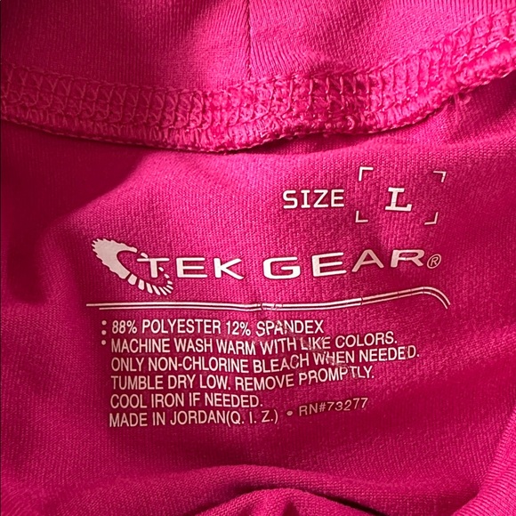 Tek Gear Base Layer Top Sz L Pink Long Sleeve Funnel Neck - Picture 3 of 4